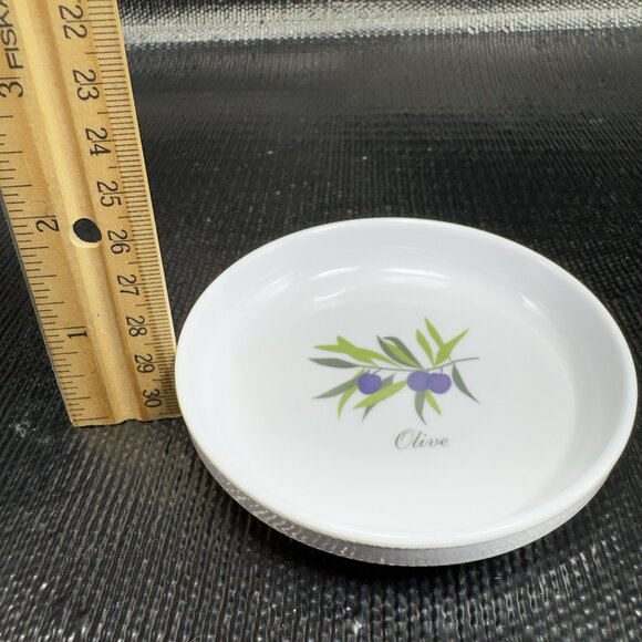 XCELL Olive Design Melamine Coasters Set 4 Round Trinket Dish 4inch Wide VTG - Picture 2 of 10